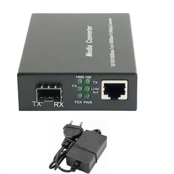 1 Pair Fiber Optical Media Converter 1 Port SFP to 1 RJ45 Gigabit Optical Fiber Ethernet 10/100/1000M