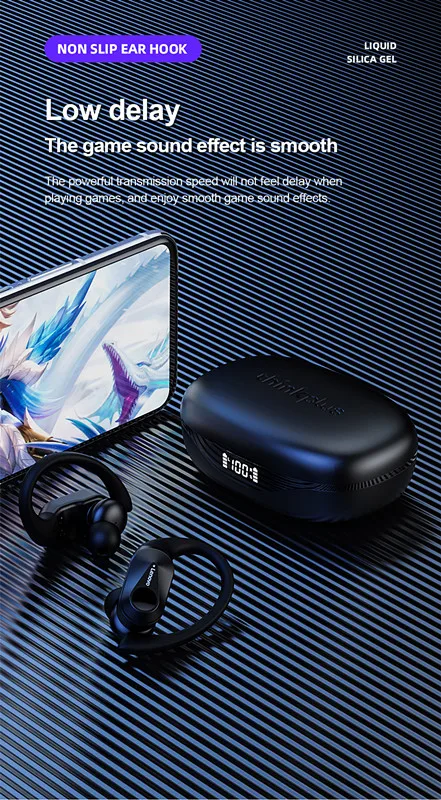 سماعات لينوفو LP75 الرياضية اللاسلكية مع ميكروفون، زر التحكم، شاشة عرض الطاقة LED، سماعات هاي فاي ستيريو بلوتوث 5.3 TWS