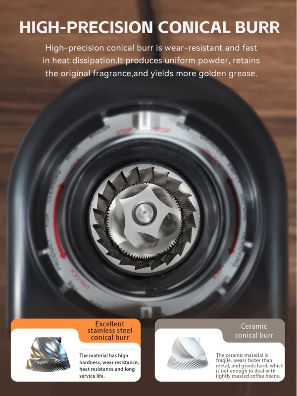 مطحنة قهوة HiBREW مطحنة قهوة كهربائية أوتوماتيكية مع 31 تروسًا لقهوة الإسبريسو الأمريكية صب فوق تخزين الفول البصري G3