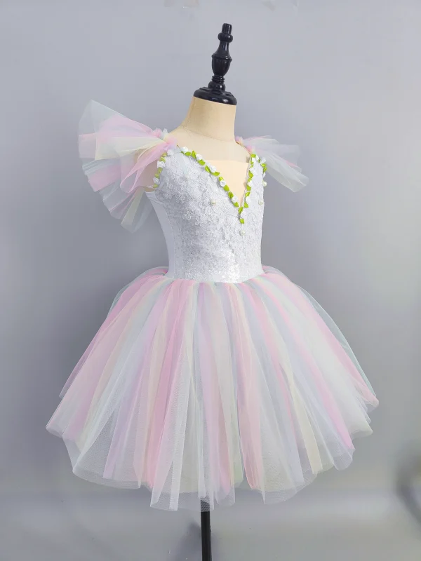 توتو احترافي طويل رومانسي على شكل زهرة حمالة باليه بحيرة البجع باليه للسيدات والأطفال والبنات زي باليه خرافي للسيدات