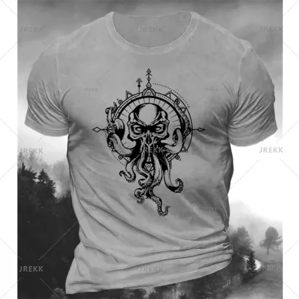 الحيوان تي شيرت للرجال الملابس فانوس الأسماك ثلاثية الأبعاد طباعة عناصر الرعب بلايز الصيف المتضخم الذكور بلايز الشارع ملابس كاجوال