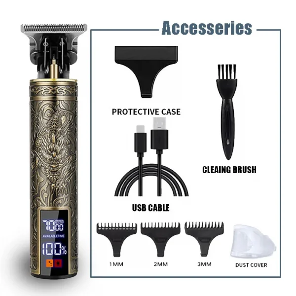 جديد! ماكينة تشذيب الشعر الكهربائية T9/ملحقات |  ماكينة حلاقة احترافية بمنفذ USB |  ماكينة قص الشعر الأصلع مقاس 0 مم، محمولة لحلاقة الشعر المنزلية للرجال
