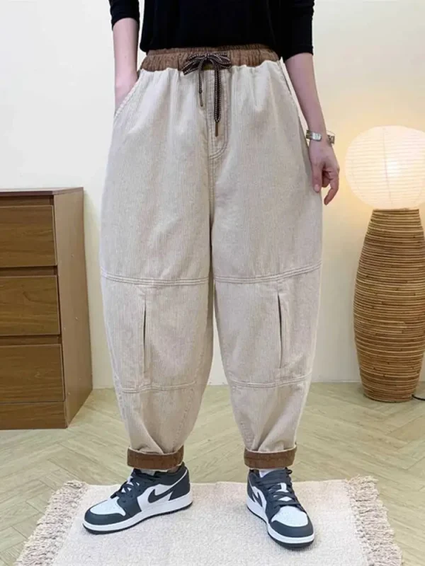 Amax LuluE الخريف الكورية تصميم المرأة فضفاض سروال قصير حريم السيدات عادية كلاسيكية خمر موضة مرونة الخصر بنطلون