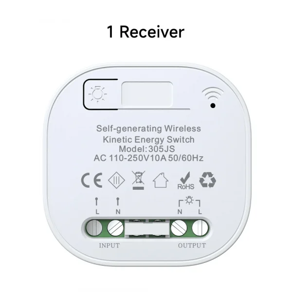 QX-305 Gray Self-powered wireless Remote Control Light Switch RF433Mhz 1/2 way Electric Switch