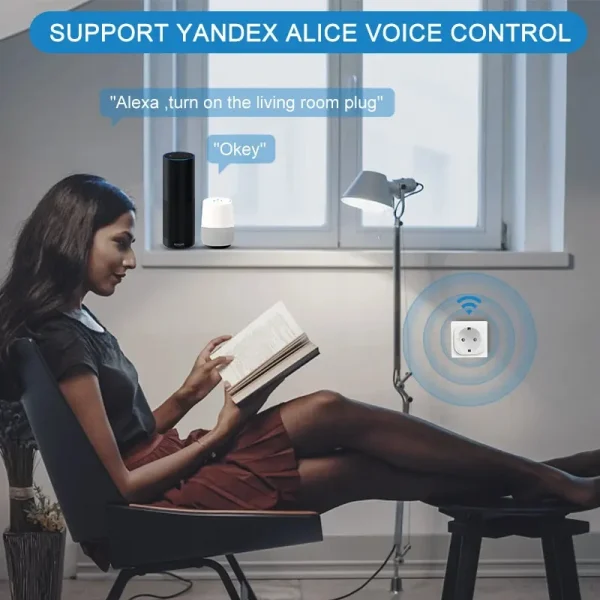 مقبس واي فاي ذكي بمقبس الاتحاد الأوروبي 16A/20A مع وظيفة توقيت مراقبة الطاقة، التحكم في تطبيق Tuya Smart Life يعمل مع Alexa Google Home