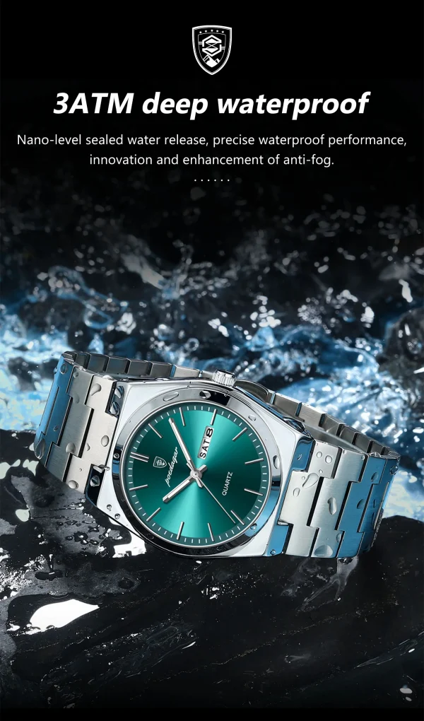 POEDAGAR ساعات رجالية فاخرة مقاوم للماء مضيئة تاريخ الأسبوع الرجال ساعة الفولاذ المقاوم للصدأ عادية موضة كوارتز رجل ساعة اليد Reloj