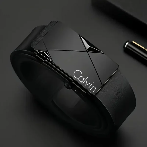 حزام جلد PU أنيق للرجال - أحزمة عصرية للحياة اليومية والترفيه والحفلات والمهرجانات والعمل وإبزيم تلقائي للأعمال