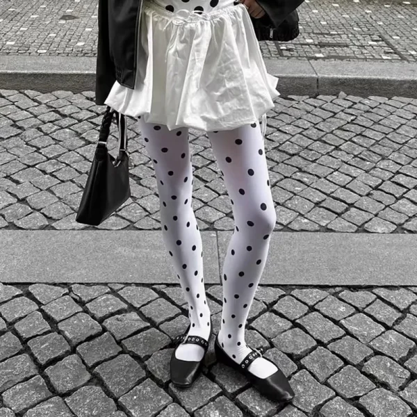 Kave خمر الأسود البولكا نقطة الأبيض جوارب طويلة المرأة الجوارب الشفافة Y2k الفتيات مثير تحطم الجوارب التخسيس طماق مرونة الجورب