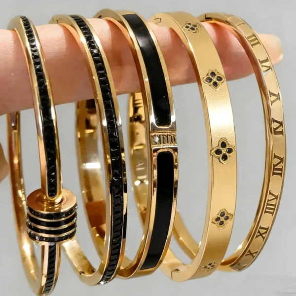 ZAKOL 5/1 قطعة تألق زركونيا مطعمة سوار الفولاذ المقاوم للصدأ مجموعة للنساء تكويم أساور موضة غير يتلاشى مجوهرات هدية