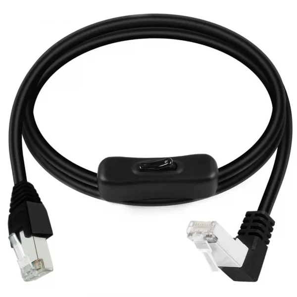 Ethernets Extension Cord CAT6e RJ45 Extension Cord with On Off Switchs Male to Female/90Degree RJ 45 8p8c Networks Cable 0.6m 1m