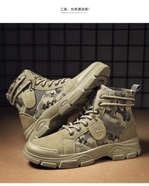 🔹 حذاء عسكري رجالي عالي التمويه