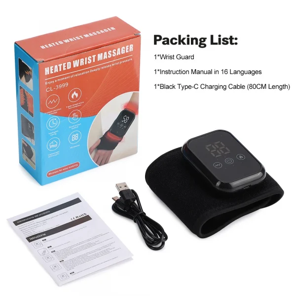 المعصم وسادة ساخنة التدفئة الكهربائية واقي المعصم 3 مستويات مُدلك بالاهتزاز 5 سرعة التدفئة الساخن ضغط حماية المعصم اليد