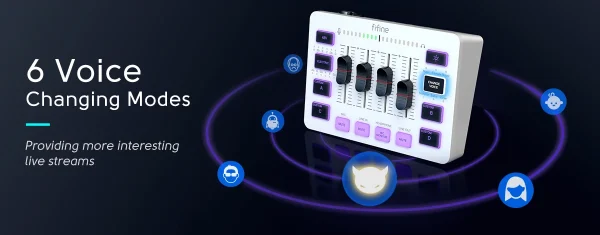 خلاط USB للألعاب من FIFINE مزود بـ 4 قنوات/واجهة ميكروفون XLR/RGB، خلاط صوت لبث الألعاب Podcast AmpliGame SC3W