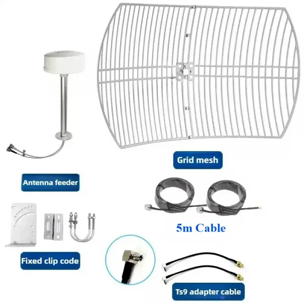 5G Ultra Wide-band Dual Polarized Directional Grid Parabolic Antenna 2*30dBi for Improve 5G 4G CPE MIMO Router Network Speed