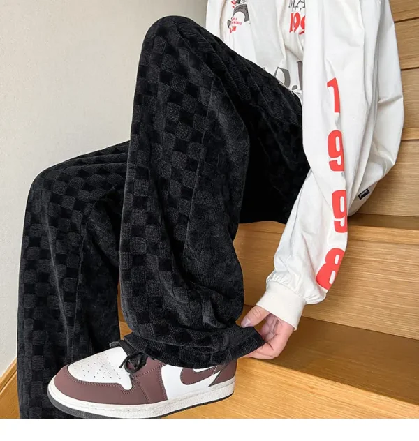 الخريف سراويل تقليدية الرجال موضة مستقيم منقوشة السراويل الرجال الشارع الشهير الهيب هوب فضفاض بنطال ذو قصة أرجل واسعة رجالي Vintage بنطلون M-3XL