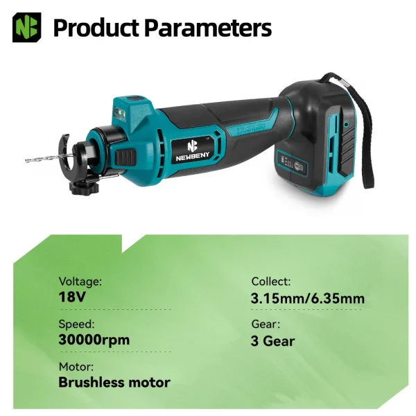 NEWBENY 3 التروس فرش الكهربائية دريوال قطع أداة قطع النجارة دريوال الألواح الصخرية أدوات لدبوس بطارية ماكيتا