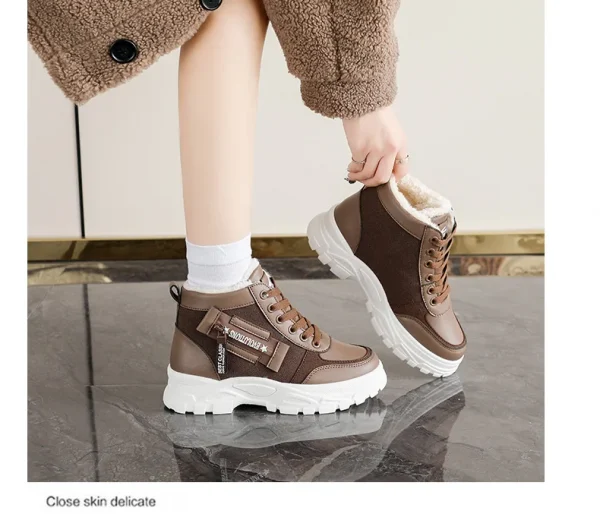 أحذية كاجوال فائقة النعومة، أحذية أبي سميكة القاع، أحذية منصة عالية الارتفاع، أحذية عصرية للشتاء الدافئ بنمط جديد للنساء