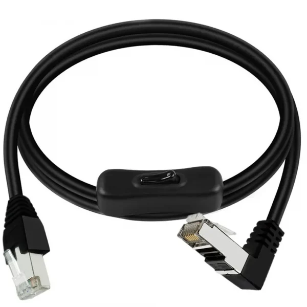 Ethernets Extension Cord CAT6e RJ45 Extension Cord with On Off Switchs Male to Female/90Degree RJ 45 8p8c Networks Cable 0.6m 1m