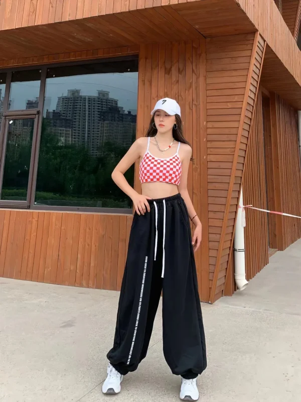 بنطال نسائي على الطراز الأوروبي الأمريكي خصر عالي بتصميم رباط كاجوال بنطال نسائي جديد ربيع وصيف 2024 بنطال Y2K