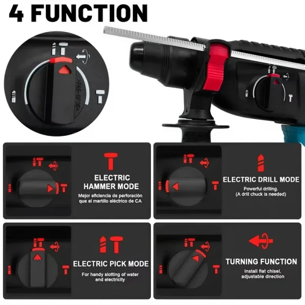 🔥مثقاب مطرقة دوارة لاسلكي أصلي من ماكيتا DHR242 18 فولت 24 مم خرسانة 4700 IPM 3 أوضاع احترافية شديدة التحمل🛠️