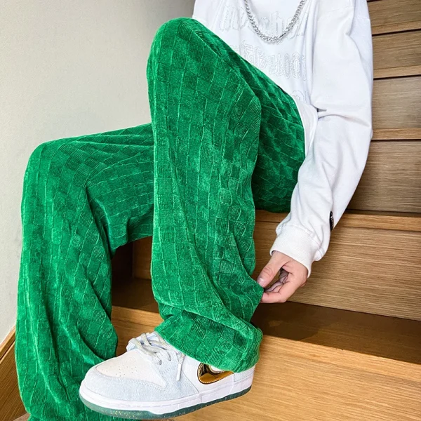 الخريف سراويل تقليدية الرجال موضة مستقيم منقوشة السراويل الرجال الشارع الشهير الهيب هوب فضفاض بنطال ذو قصة أرجل واسعة رجالي Vintage بنطلون M-3XL