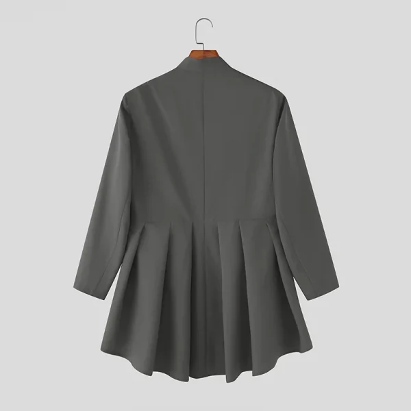 INCERUN Men Irregular Blazer V Neck Long Sleeve Ruffle One Button Male Suit Streetwear Pleated Fashion Casual Thin Coats Blazer