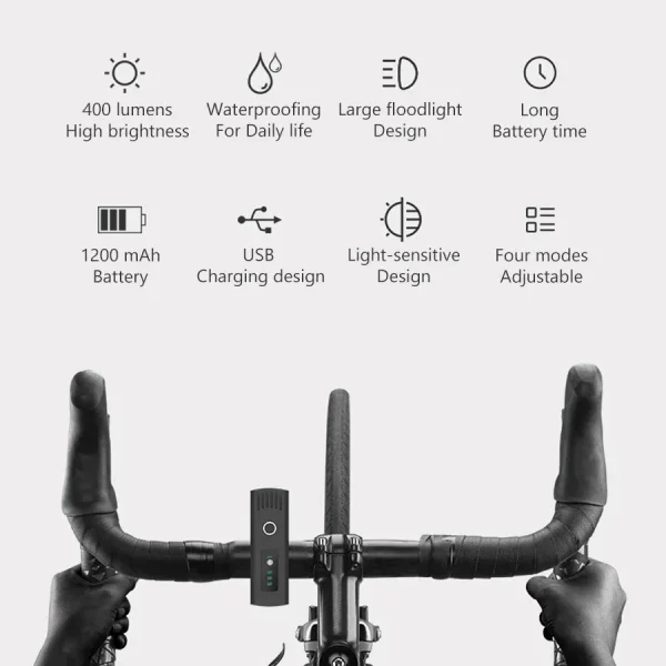 1000LM دراجة Led الجبهة ضوء LED USB قابلة للشحن الذكية الاستشعار الضوء الخلفي مقاوم للماء مصباح يدوي مشرق أضواء السلامة الدراجات
