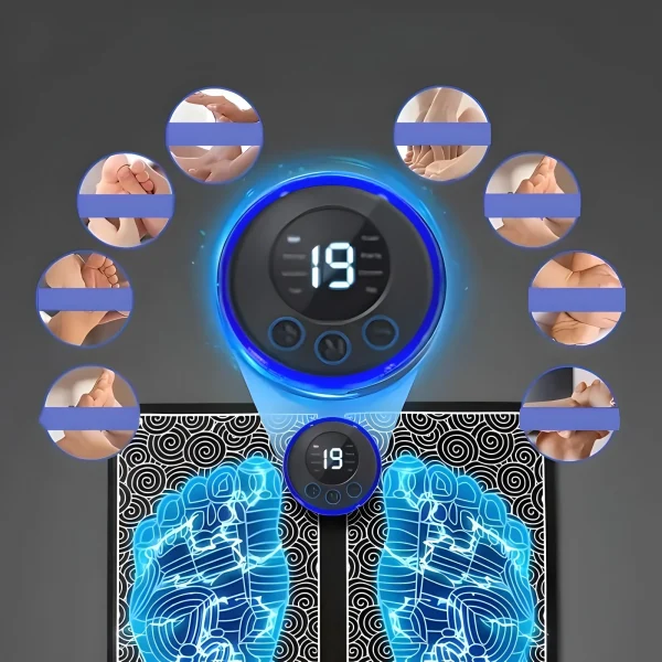 مدلك القدم 8 أوضاع 19 مستوى وسادة تدليك القدم الكهربائية قوة خفيفة الوزن تخفيف ضغط القدم قوة خفيفة الوزن