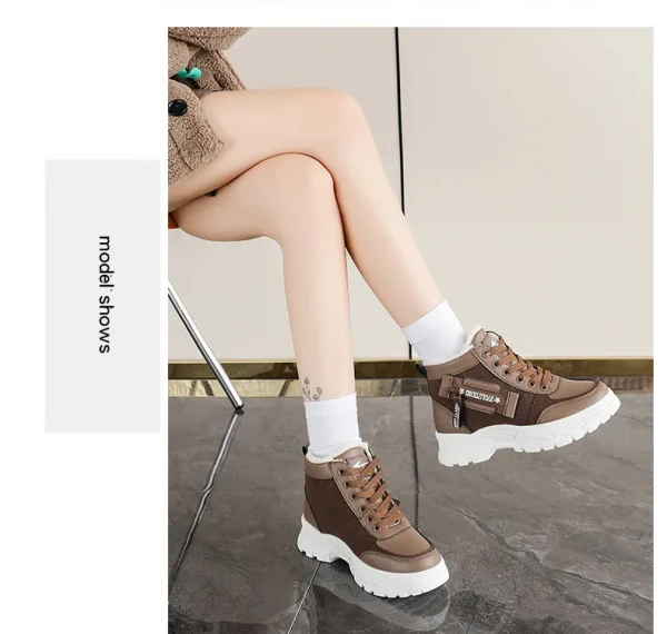 أحذية كاجوال فائقة النعومة، أحذية أبي سميكة القاع، أحذية منصة عالية الارتفاع، أحذية عصرية للشتاء الدافئ بنمط جديد للنساء