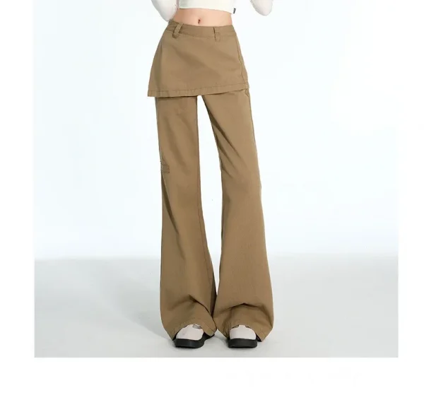 2025 ربيع الخريف حجم كبير الرجعية وهمية قطعتين ضرطة الستار الجينز مايكرو سحب البضائع التخسيس مستقيم مكدسة واسعة الساق السراويل