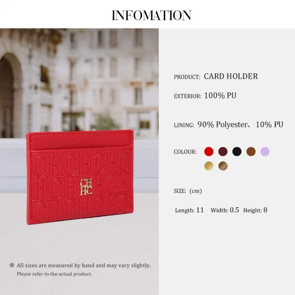 حامل بطاقات جديد من CH بنقش، محفظة بطاقة ائتمان رفيعة وبسيطة للنساء والرجال، حقيبة بطاقات هوية محمولة مع فتحات متعددة