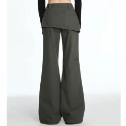 2025 ربيع الخريف حجم كبير الرجعية وهمية قطعتين ضرطة الستار الجينز مايكرو سحب البضائع التخسيس مستقيم مكدسة واسعة الساق السراويل