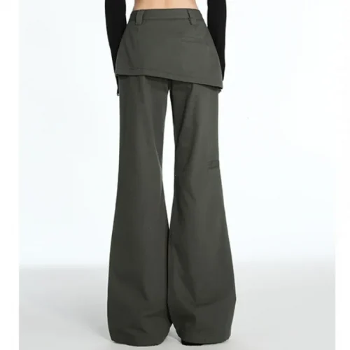 2025 ربيع الخريف حجم كبير الرجعية وهمية قطعتين ضرطة الستار الجينز مايكرو سحب البضائع التخسيس مستقيم مكدسة واسعة الساق السراويل