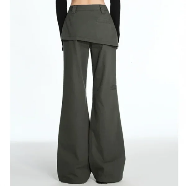 2025 ربيع الخريف حجم كبير الرجعية وهمية قطعتين ضرطة الستار الجينز مايكرو سحب البضائع التخسيس مستقيم مكدسة واسعة الساق السراويل