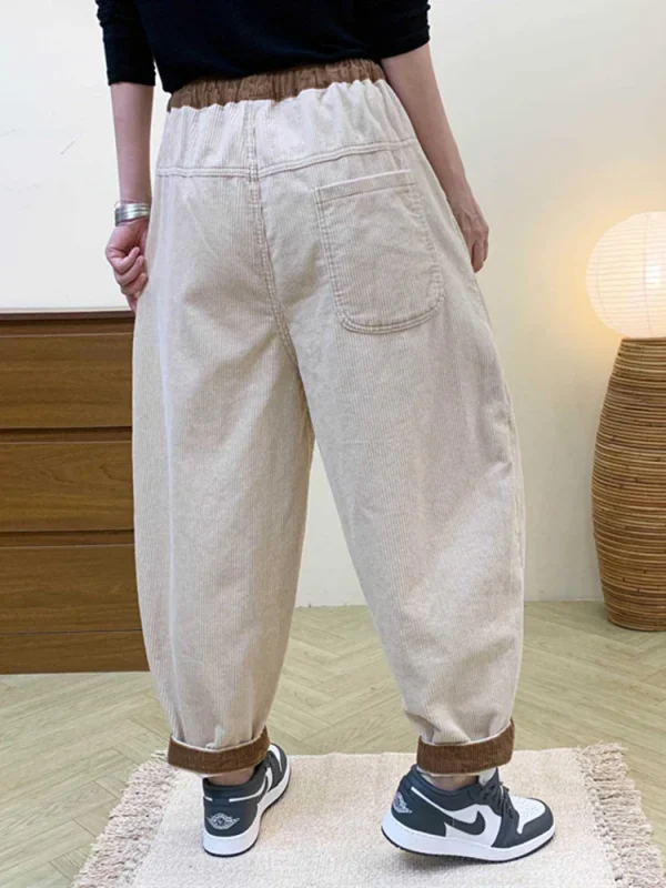 Amax LuluE الخريف الكورية تصميم المرأة فضفاض سروال قصير حريم السيدات عادية كلاسيكية خمر موضة مرونة الخصر بنطلون