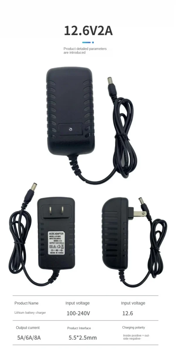 12.6 فولت 3A شاحن بطارية ليثيوم 3 سلسلة بطارية ليثيوم 12 فولت تيار مستمر شاحن بطارية 5.5X2.5 مللي متر + التيار المتناوب كابل الطاقة 50/60 هرتز
