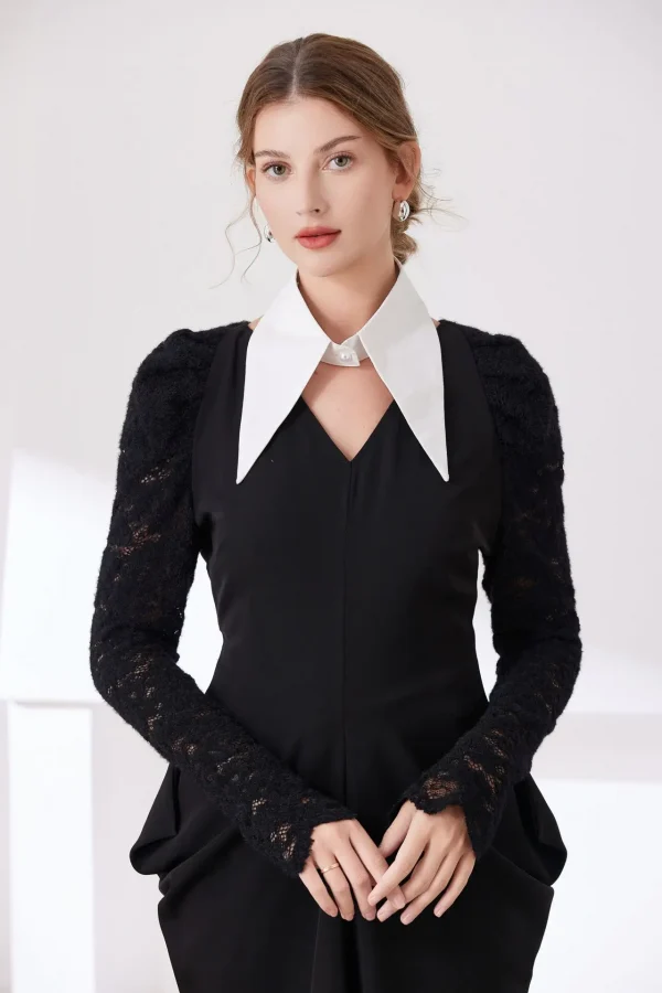 الجديد الأكثر مبيعاً بسيط بلون واحد يناسب الجميع، ياقة وهمية مزيفة، قميص إبداعي، ياقة مزيفة، شخصية