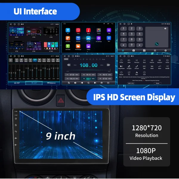 راديو ستيريو للسيارة من ESSGOO مقاس 9 بوصات 2 DIN مزود بتقنية Carplay يعمل بنظام الأندرويد وستيريو للسيارة وبلوتوث 64 جيجا ونظام تحديد المواقع والملاحة RDS وواي فاي وUSB FM DAB + CAM
