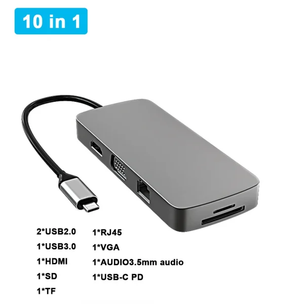 USB C HUB نوع C الفاصل إلى HDMI-4K محطة إرساء محول الكمبيوتر المحمول مع PD SD TF RJ45 Thunderbolt 3 لماك بوك اير M1 باد برو
