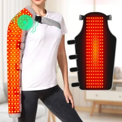 جهاز تدليك الذراع الملتف بالضوء الأحمر، 3 إعدادات للاهتزاز، تخفيف آلام الكوع، إجهاد العضلات، الكتف المتجمد، سهولة