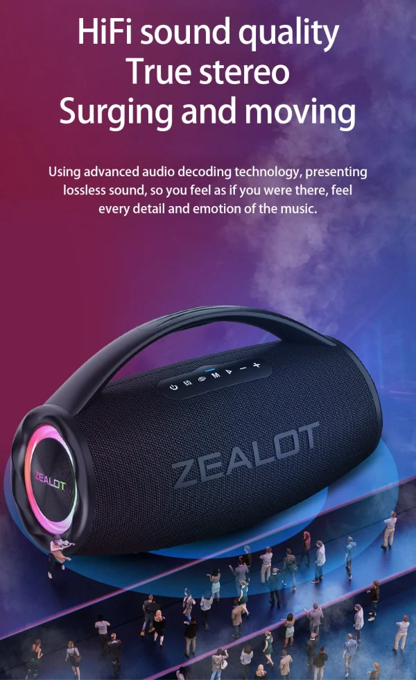 ZEALOT S97 80W مكبر صوت لاسلكي، مكبر صوت محمول خارجي، جودة صوت Hifi، اقتران مزدوج، شحن سريع، 16000 مللي أمبير.