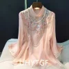 ربيع الخريف العرقية نمط تانغ دعوى معطف الرجعية التطريز زر الصينية أعلى المرأة بلوزة أنيقة فضفاضة الصينية أعلى 3126