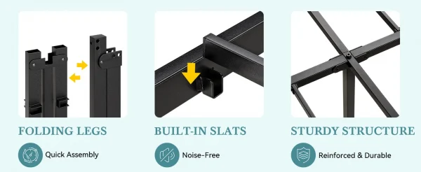 إطار سرير HOOMIC مقاس 14 بوصة مزدوج/كامل/Quen/King ذو منصة معدنية مع مساحة تخزين، لا حاجة إلى صندوق زنبركي، سهل التجميع