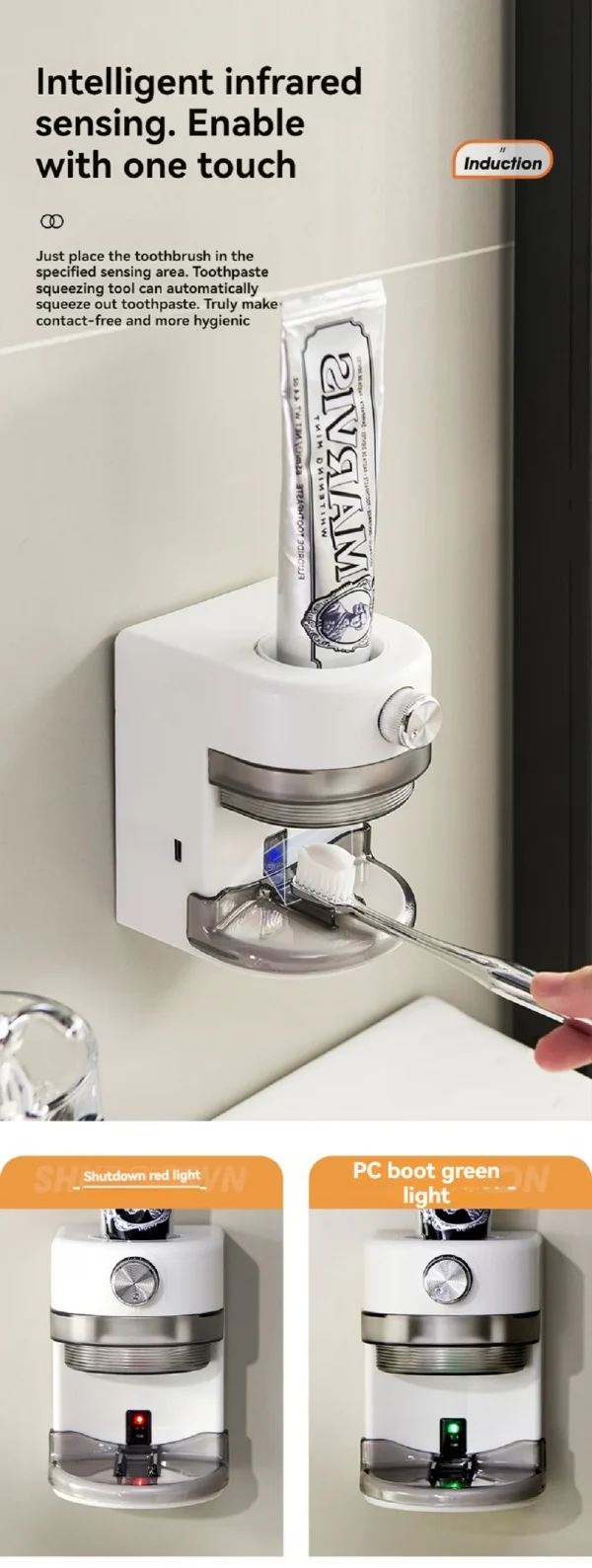 عصارة معجون أسنان أوتوماتيكية قابلة للإزالة بدون حفر.