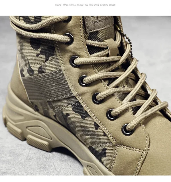 🔹 حذاء عسكري رجالي عالي التمويه