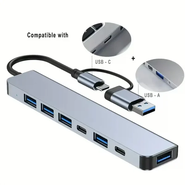 USB-C HUB Type-C Splitter Thunderbolt 3 Dock محول الكمبيوتر المحمول