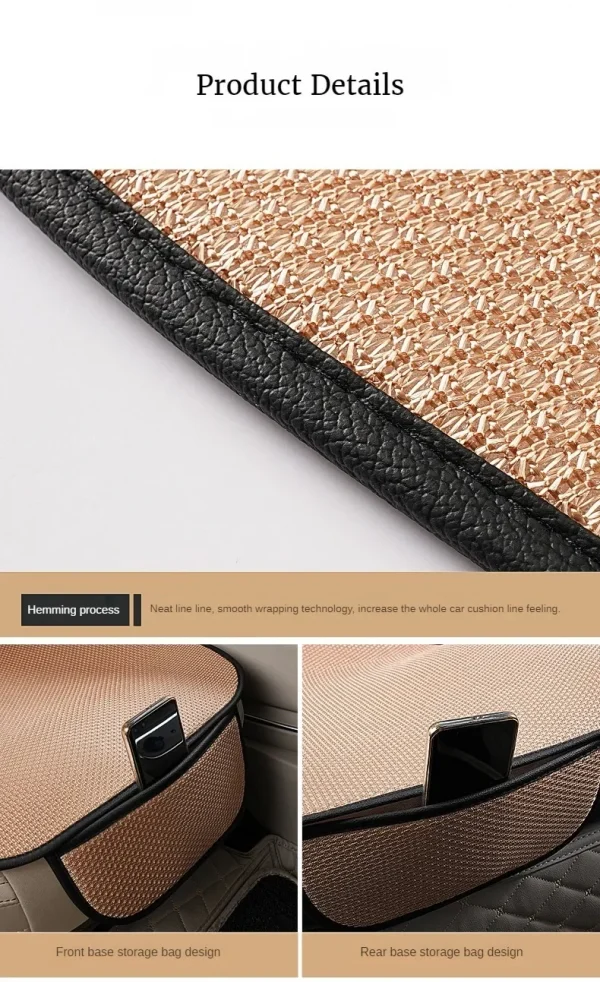 وسادة مقعد السيارة من الحرير الجليدي المسامي، مقاومة للانزلاق ومقاومة للاهتراء، غطاء مقعد السيارة من الحرير الجليدي بلون سادة، تناسب معظم السيارات عالميًا