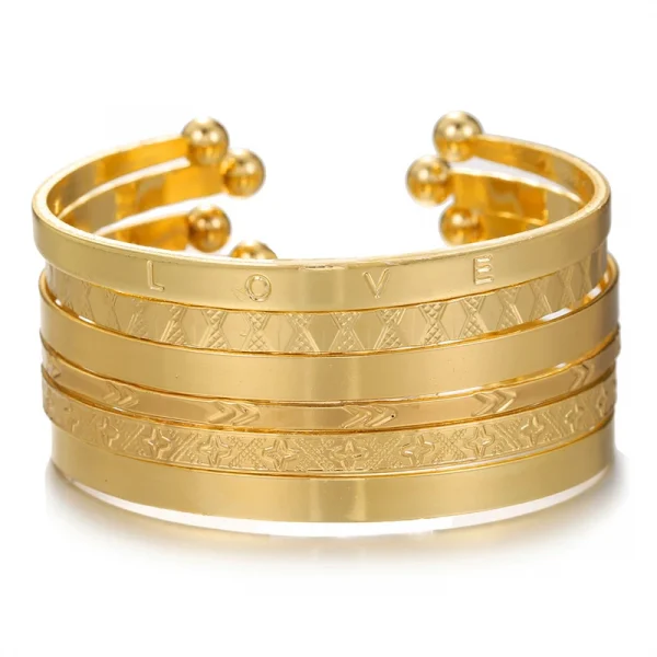 6-10 قطعة مجموعة أساور معدنية متعددة الطبقات للنساء الذهب اللون الهيب هوب الشرير محكم تكويم سوار مجوهرات اكسسوارات الحفلات