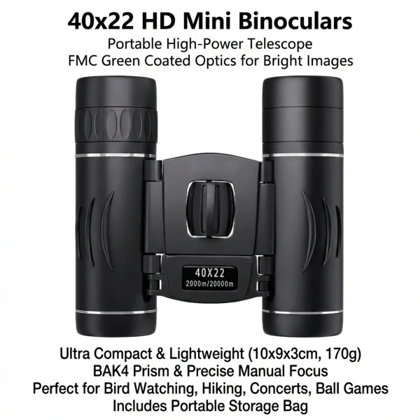 منظار 40x22 عالي الدقة مع BAK4 FMC: تلسكوب صغير طويل المدى قابل للطي بطول 2000 متر، مثالي للصيد والرياضة والتخييم والسفر