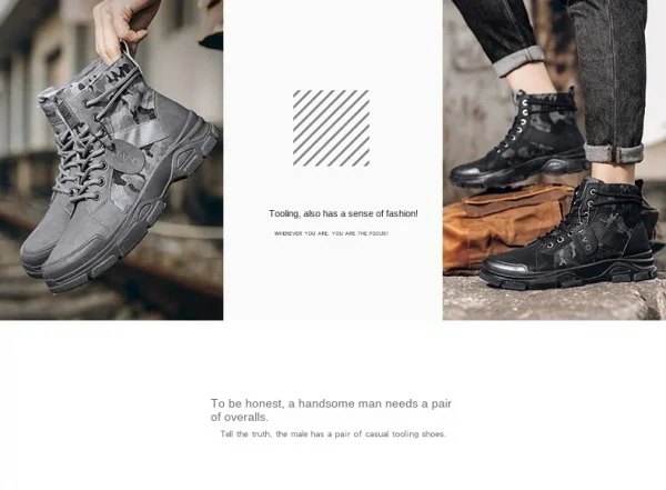 🔹 حذاء عسكري رجالي عالي التمويه